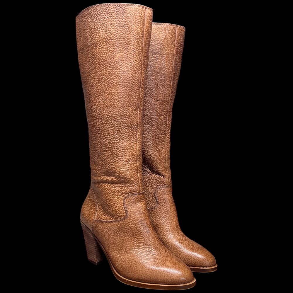 LUCKY BRAND Espositoh Women 8M Honey Pebbled Br own Leather Knee High Boots Ride - Picture 8 of 16